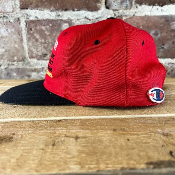 Vtg 1990's Chicago Bulls Six Time NBA Champions Wool Snapback Hat Headmaster - Picture 5 of 6